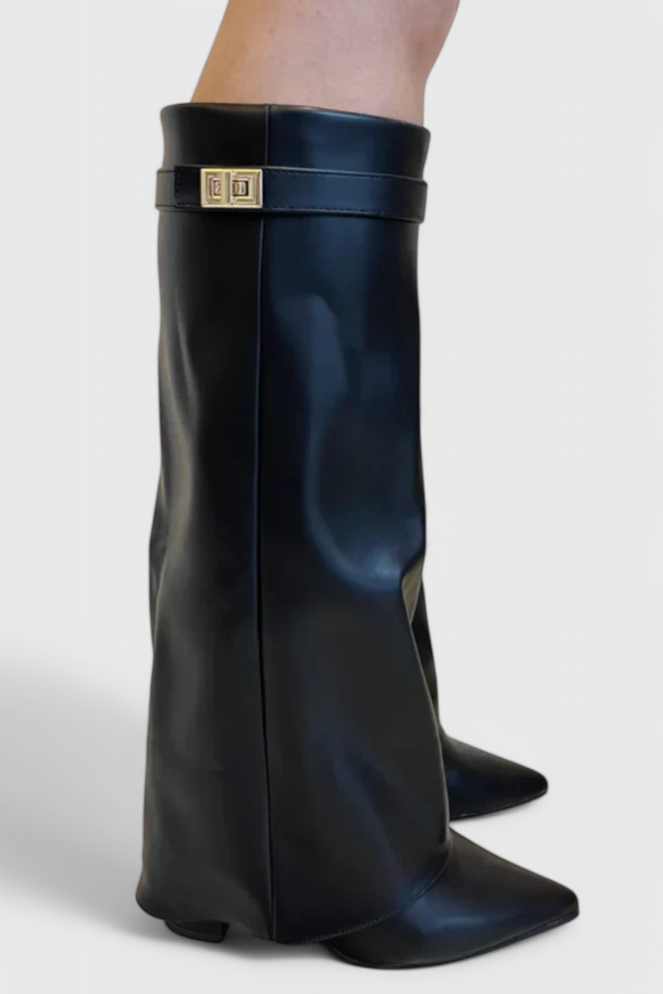 Greta Womens Knee-High Fold-Over Boots