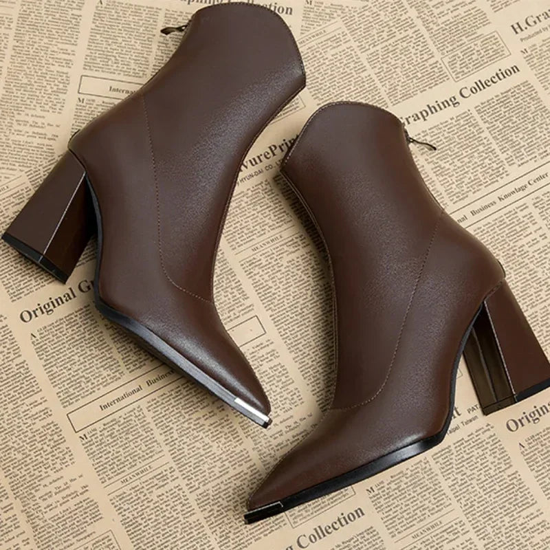 Catherine Womens Ankle Boots Pointed Toe Metal Tip