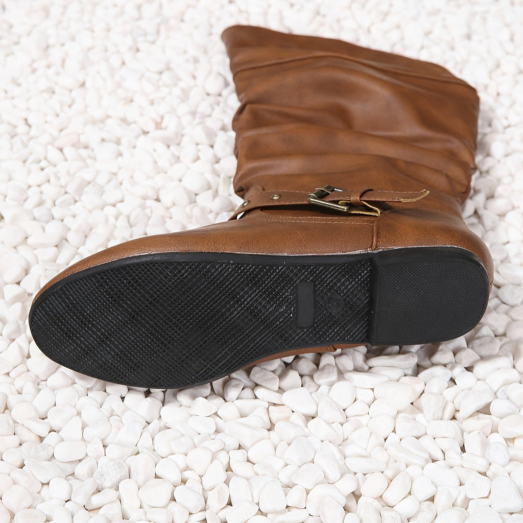 Eileen Womens Slouchy Buckle Riding Boots