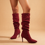 Angela Womens Slouch Suede Knee High Boots