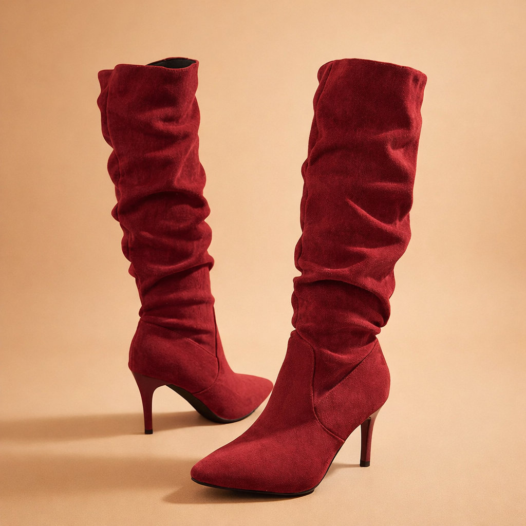 Angela Womens Slouch Suede Knee High Boots