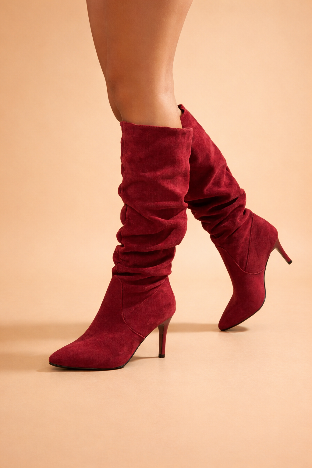 Angela Womens Slouch Suede Knee High Boots
