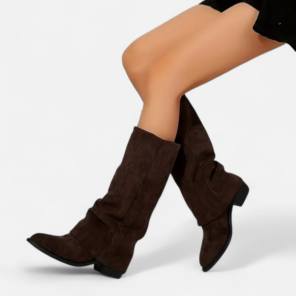Nell Womens Chunky Heel Knee High Boots