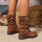 Lorraine Womens Slouchy Buckle Boots