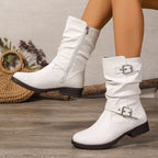Lorraine Womens Slouchy Buckle Boots