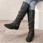 Eileen Womens Slouchy Buckle Riding Boots