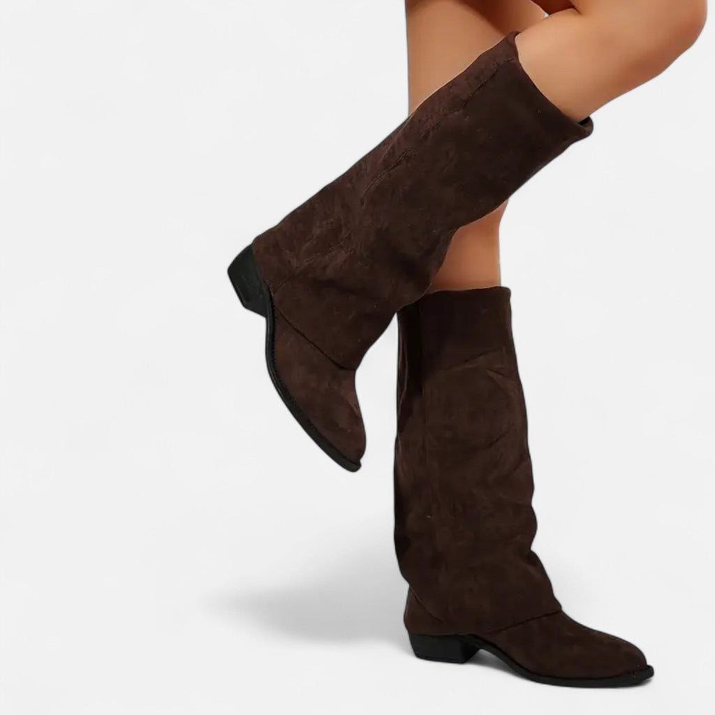 Nell Womens Chunky Heel Knee High Boots