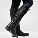 Diana Womens Lace-Up Knee High Block Heel Boots