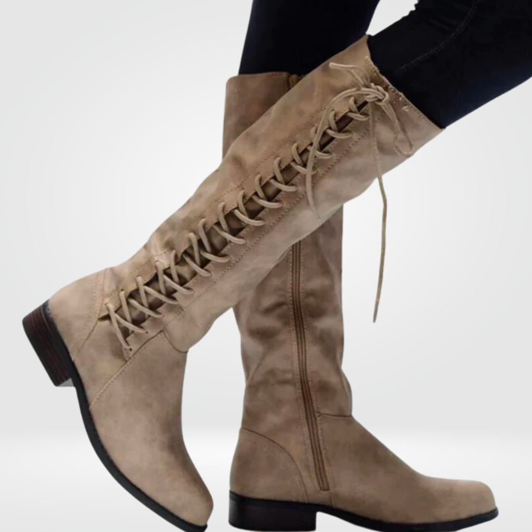 Diana Womens Lace-Up Knee High Block Heel Boots
