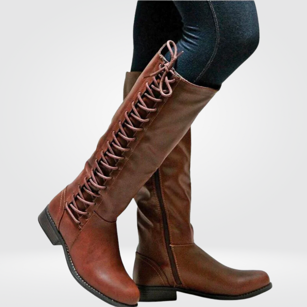 Diana Womens Lace-Up Knee High Block Heel Boots
