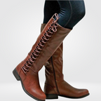 Diana Womens Lace-Up Knee High Block Heel Boots