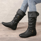 Eileen Womens Slouchy Buckle Riding Boots