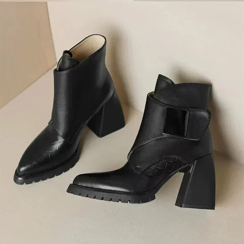 Abigail Womens Ankle Block Heel With Strap Detail