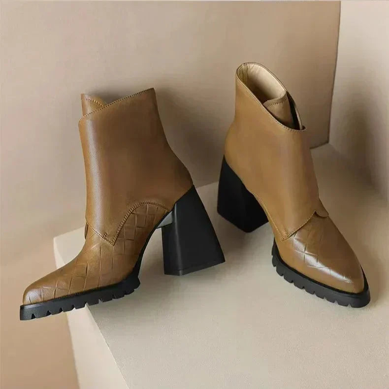 Abigail Womens Ankle Block Heel With Strap Detail