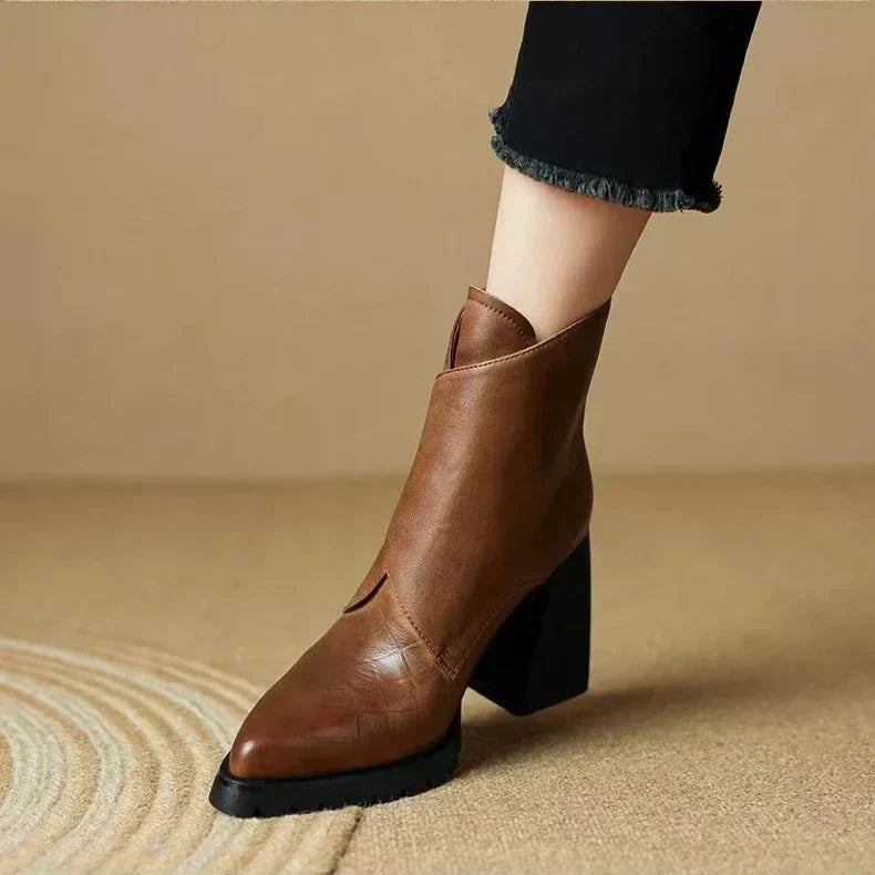 Abigail Womens Ankle Block Heel With Strap Detail