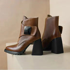 Abigail Womens Ankle Block Heel With Strap Detail