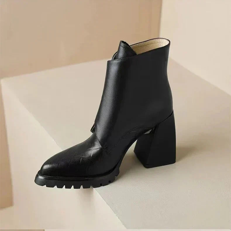 Abigail Womens Ankle Block Heel With Strap Detail