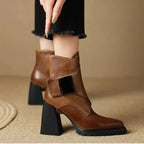 Abigail Womens Ankle Block Heel With Strap Detail