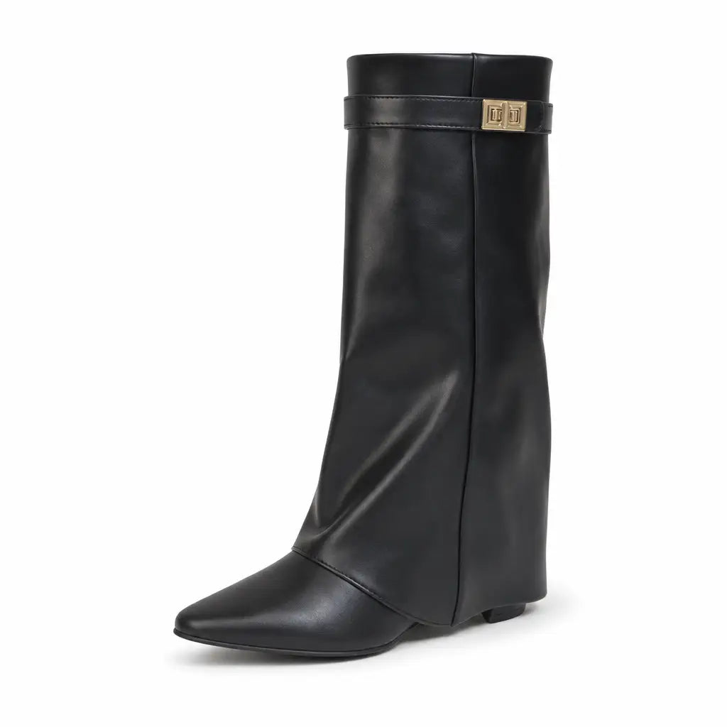 Greta in Black Faux Leather