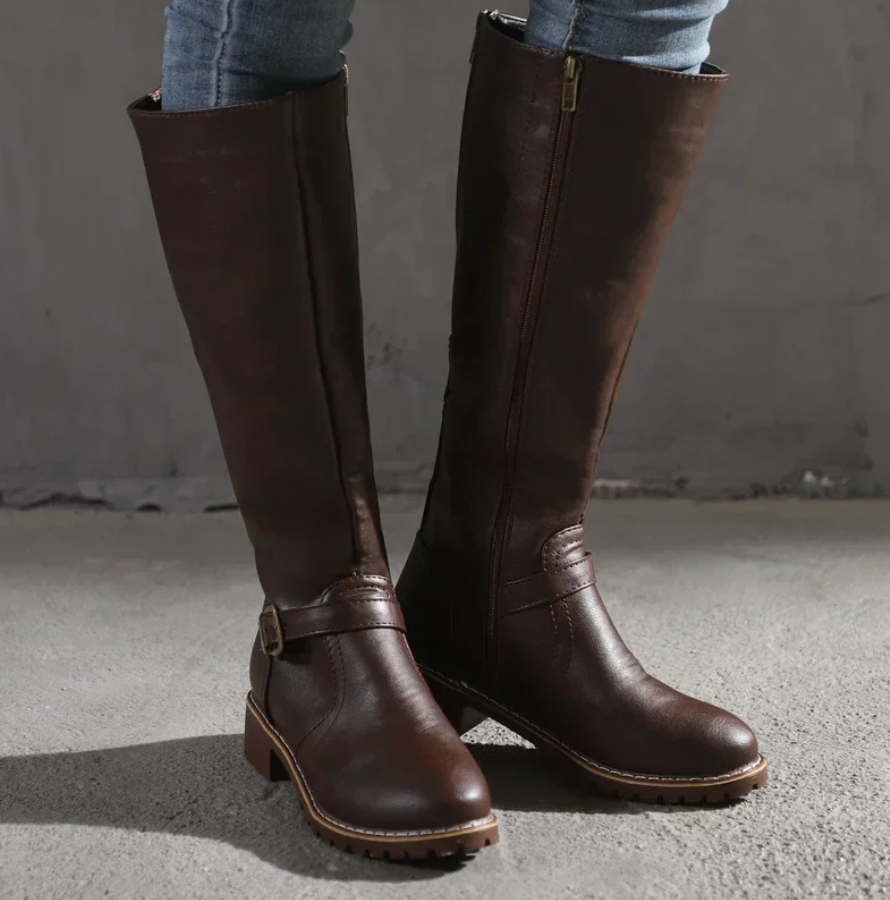Hayley Womens Leather Knee High Orthopedic Boots