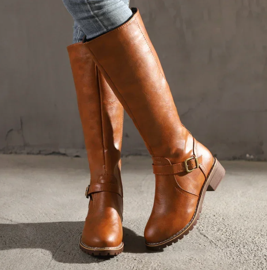 Hayley Womens Leather Knee High Orthopedic Boots