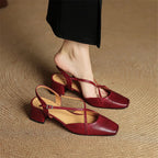 Helen Womens Strappy Leather Slingback Heels