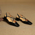 Helen Womens Strappy Leather Slingback Heels