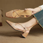 Helen Womens Strappy Leather Slingback Heels