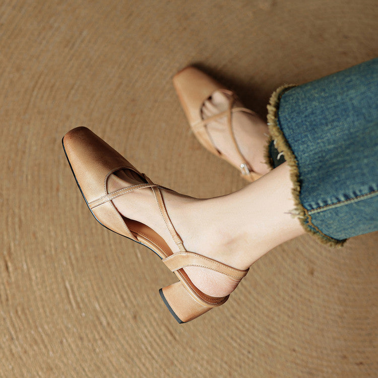 Helen Womens Strappy Leather Slingback Heels
