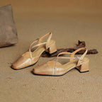 Helen Womens Strappy Leather Slingback Heels