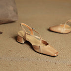 Helen Womens Strappy Leather Slingback Heels