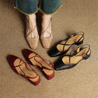 Helen Womens Strappy Leather Slingback Heels