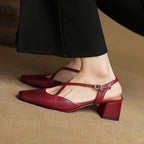 Helen Womens Strappy Leather Slingback Heels