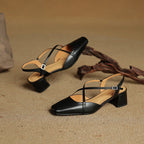 Helen Womens Strappy Leather Slingback Heels
