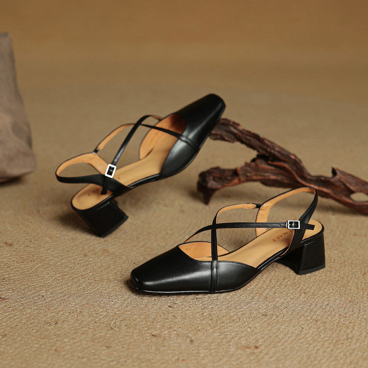 Helen Womens Strappy Leather Slingback Heels