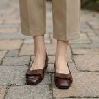Camille Womens Bow Leather Flats