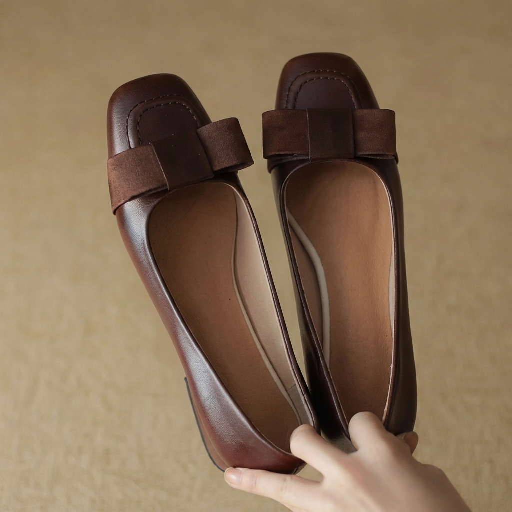 Camille Womens Bow Leather Flats