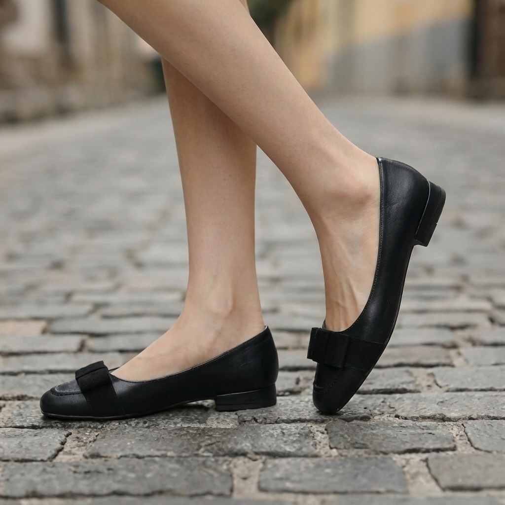 Camille Womens Bow Leather Flats