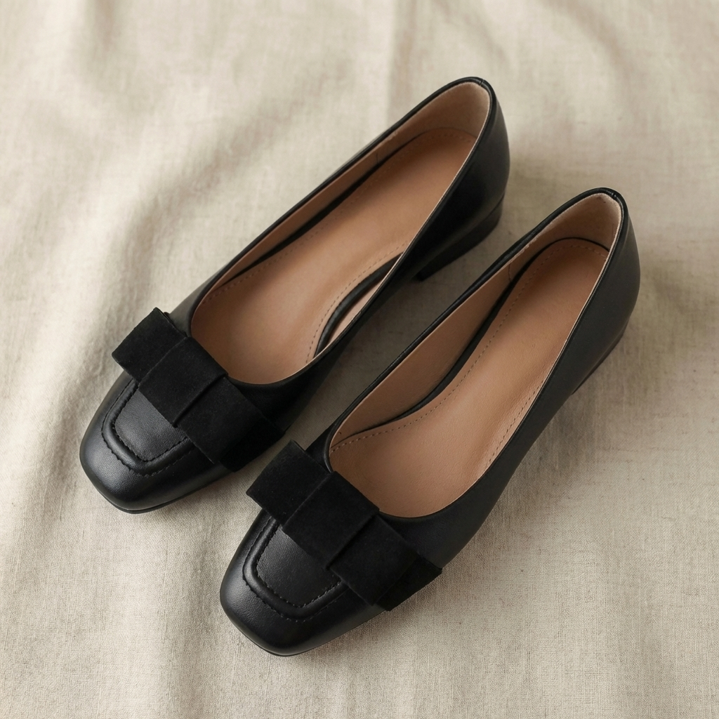Camille Womens Bow Leather Flats