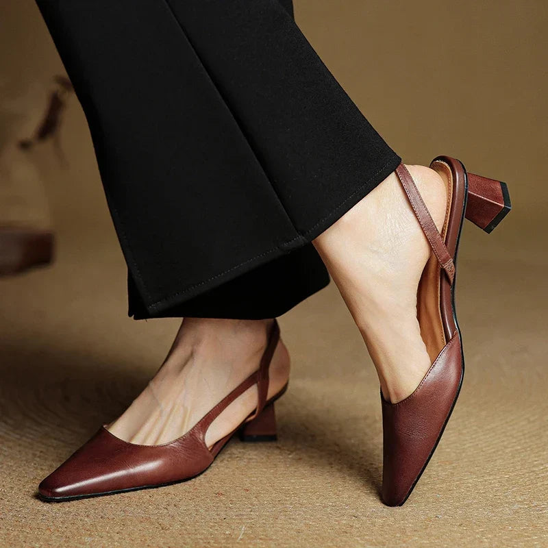 Lesley Womens Pointed Toe Leather Heels