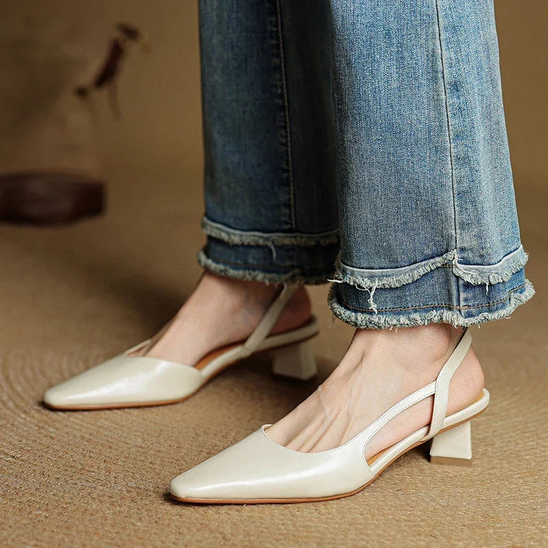 Lesley Womens Pointed Toe Leather Heels