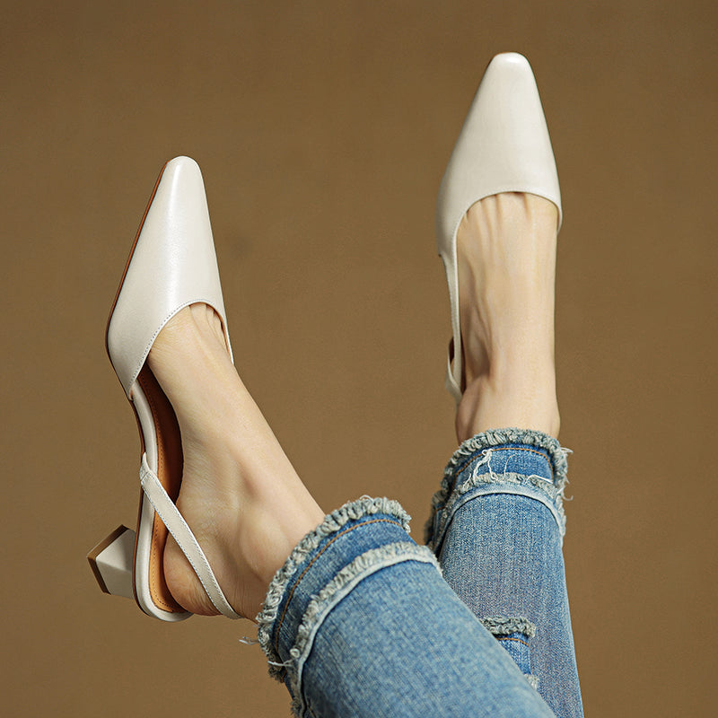 Lesley Womens Pointed Toe Leather Heels