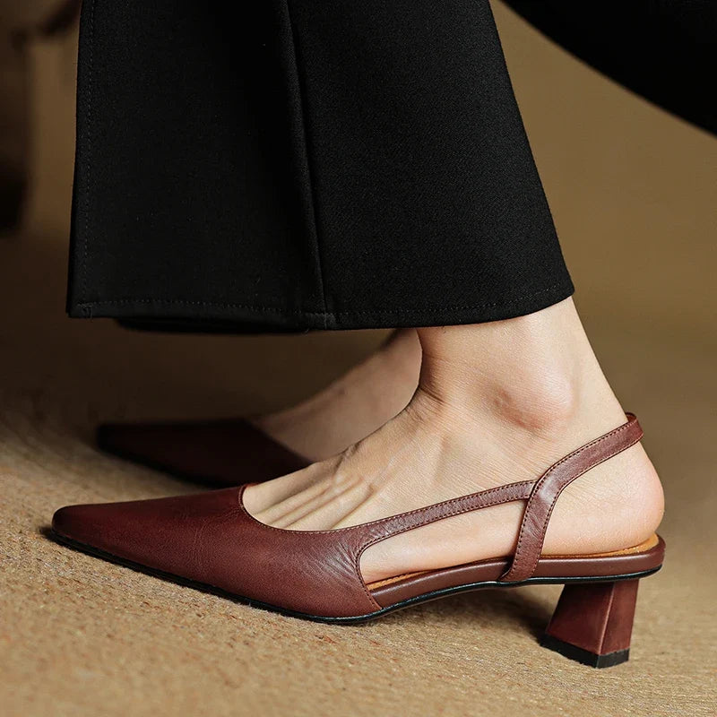 Lesley Womens Pointed Toe Leather Heels