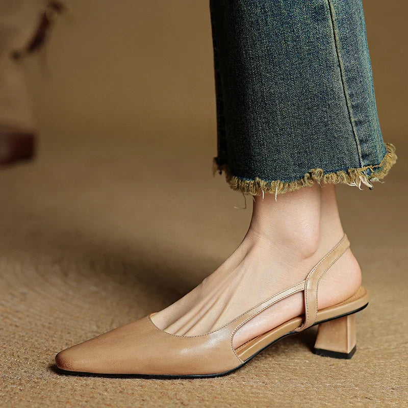Lesley Womens Pointed Toe Leather Heels