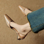 Lesley Womens Pointed Toe Leather Heels