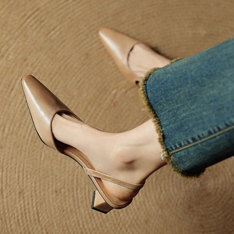 Lesley Womens Pointed Toe Leather Heels