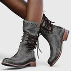 Lexi Womens Leather Studded Lace Up Boots