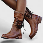 Lexi Womens Leather Studded Lace Up Boots