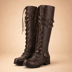 Millie Womens Lace-Up Buckled Over the Knee Boots