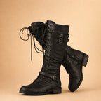 Millie Womens Lace-Up Buckled Over the Knee Boots